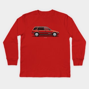 Civic Shuttle Wagon Mk4 Red Kids Long Sleeve T-Shirt